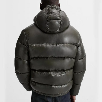 Black Down Hooded Short Coat